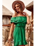 Asymmetrical Spanish dress with ruffles, green 9182 - Online store - Boutique